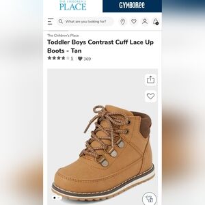 The Children's Place Contrast Cuff Lace Up Boots Tan Size 5 Toddlers
